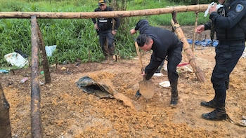 Las autoridades decomisaron cerca de 150 kilos de cianuro utilizado en minería ilegal. Cortesía: Ministerio de Seguridad Pública