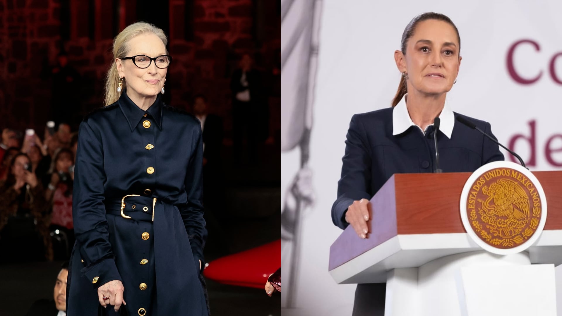 Meryl Streep y Claudia Sheinbaum. EFE/José Méndez