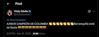 Vicky Dávila celebró el triunfo