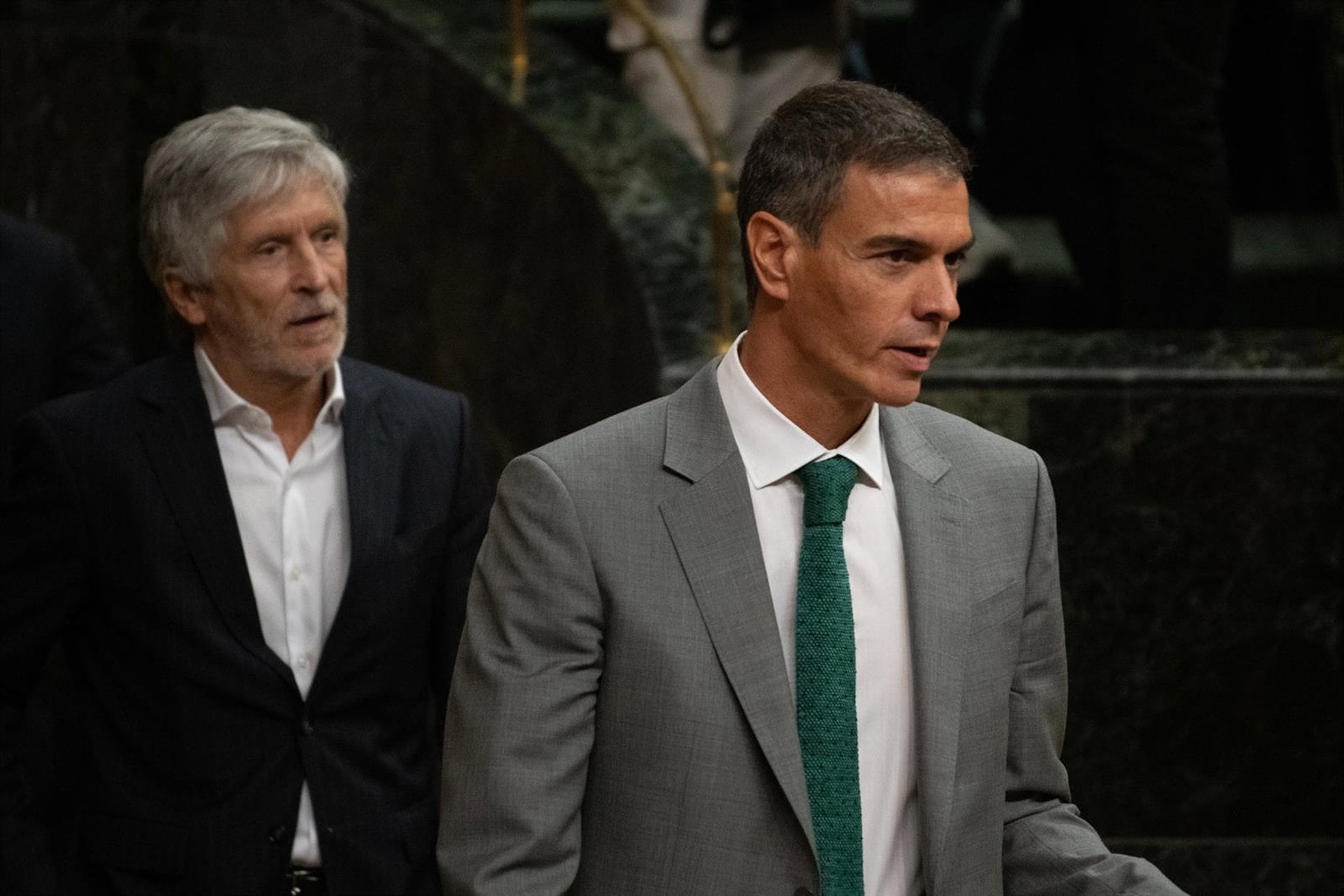 03/09/2026 El ministro del Interior, Fernando Grande-Marlaska (i), y el presidente del Gobierno, Pedro Sánchez (d), durante una sesión plenaria en el Congreso de los Diputados, a 3 de septiembre de 2026, en Madrid (España). Sánchez comparece este jueves ante el Pleno del Congreso para informar sobre la gestión del Ejecutivo en relación con los hechos ocurridos en Ceuta desde el pasado 30 de julio y sobre la situación que atraviesa la ciudad autónoma.POLITICA Fernando Sánchez - Europa Press
