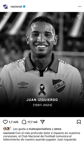 El jugador uruguayo falleció tras