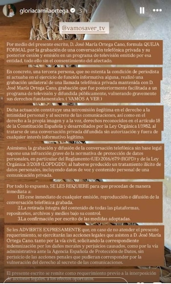 El comunicado de José Ortega
