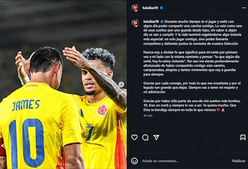 Luis Díaz agradeció a James por sus enseñanzas y destacó el legado que deja en el equipo nacional -crédito luisdiaz19_/Instagram