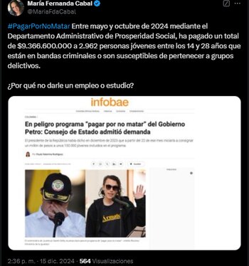 María Fernanda Cabal aseguró que