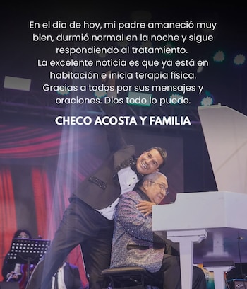 Checo Acosta agradeció a amigos, colegas, medios y seguidores por los mensajes durante la hospitalización - crédito @checoacosta/ Instagram