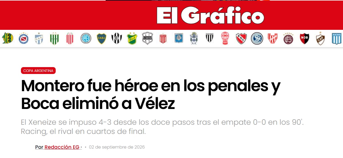 Boca eliminó a Vélez por penales y avanzó a cuartos de final de la Copa Argentina tras el 0-0 en el estadio Mario Alberto Kempes - crédito El Gráfico