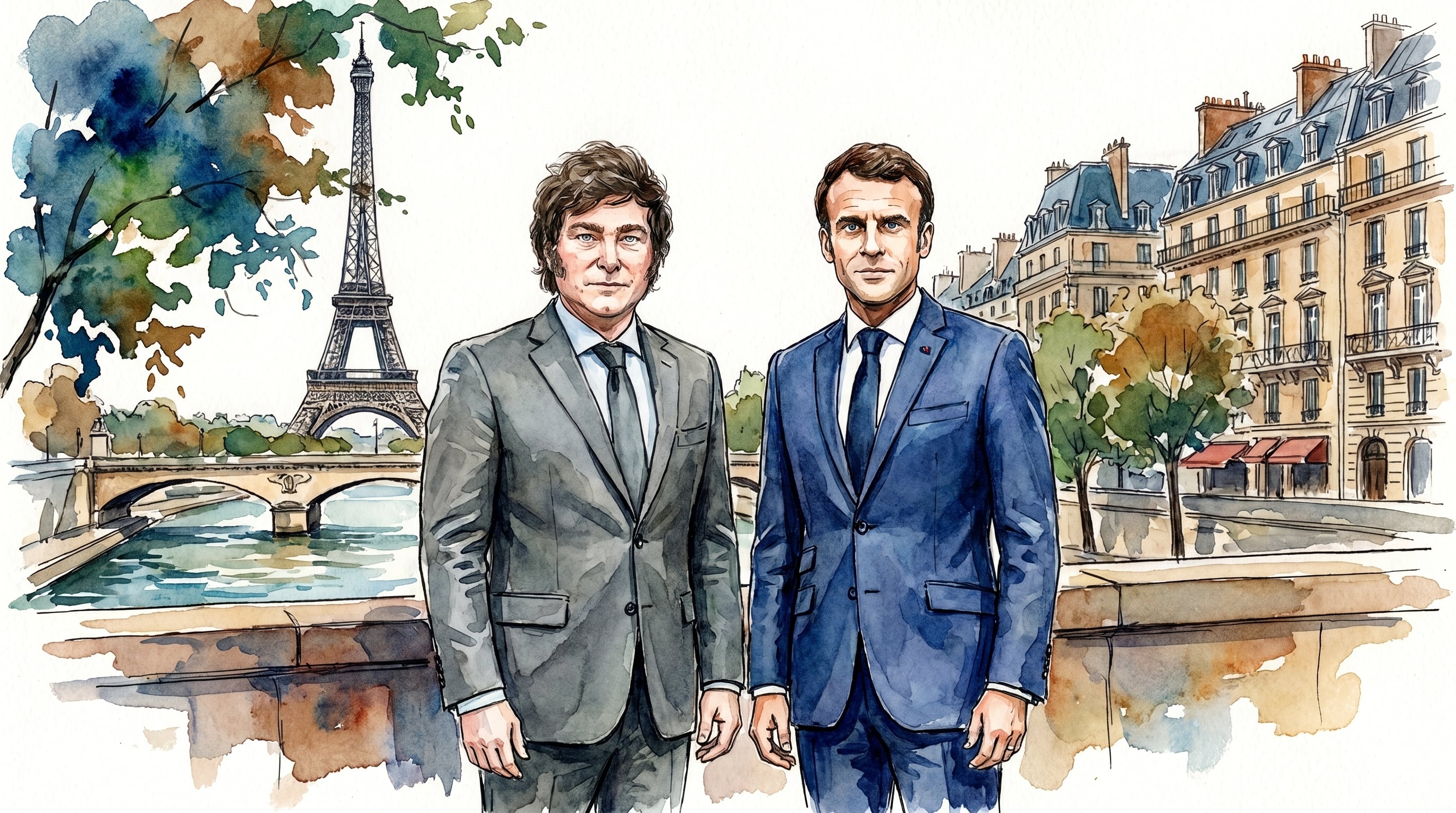 Javier Milei y Emmanuel Macron - VisualesIA ScribNews