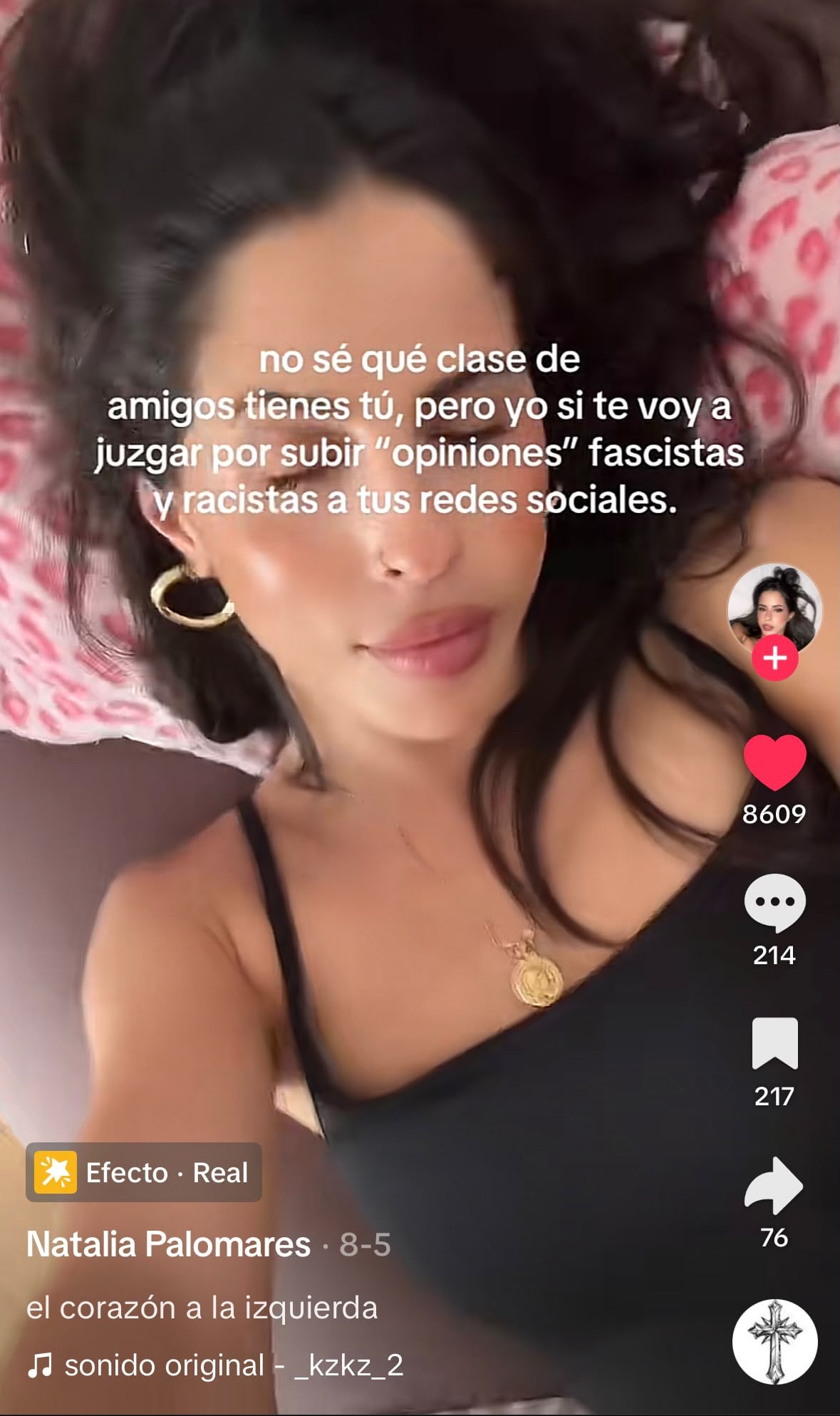 Publicación en TikTok de Natalia Palomares.