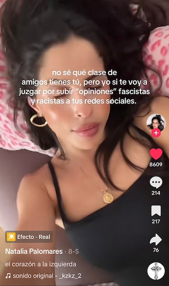 Publicación en TikTok de Natalia Palomares.