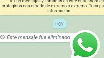 Mensaje eliminado de WhatsApp. (foto: