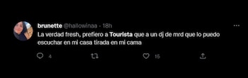 Tourista y la reacción en redes. (Twitter)