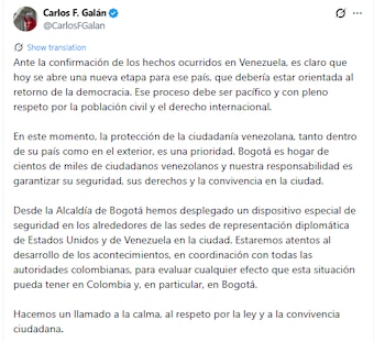 Carlos Fernando Galán comentó que