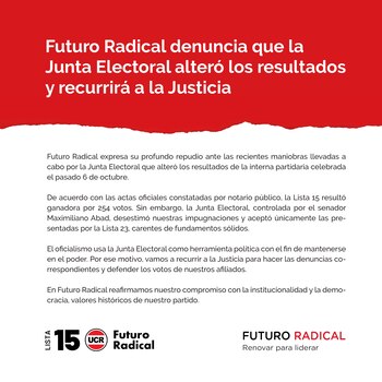 El comunicado que emitió el