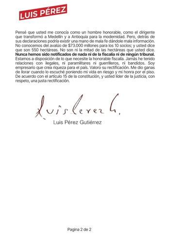 Tomada de Twitter. Pérez pide