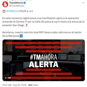 Transmilenio reportó afectación - crédito