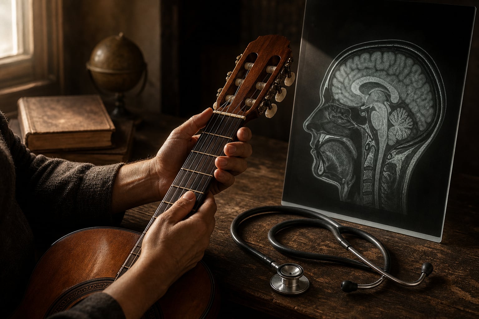 Elementos de la música, la salud y la historia se integran en un conjunto visual sobre la relación entre el arte y la neurociencia. (Imagen Ilustrativa Infobae)