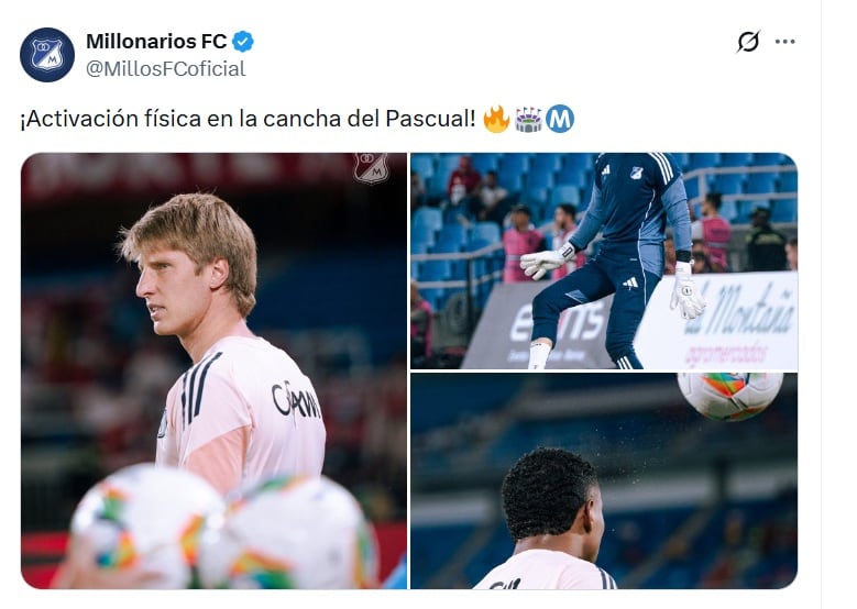 Andrés Llinás será titular con Millonarios - crédito @MillosFCOficial/X