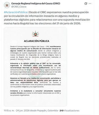 crédito @CRIC_Cauca/X