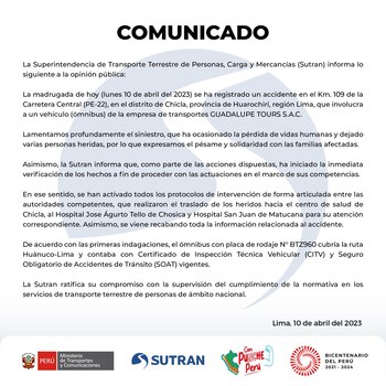 Sutrán se pronuncia sobre el