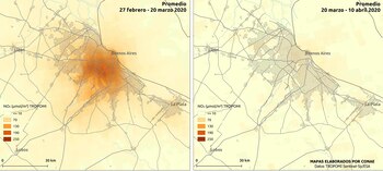 Mapa comparativo de NO2 en