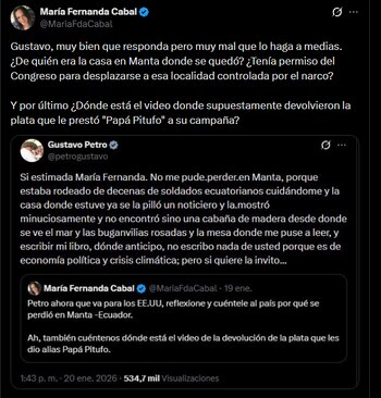 María Fernanda Cabal reiteró sus