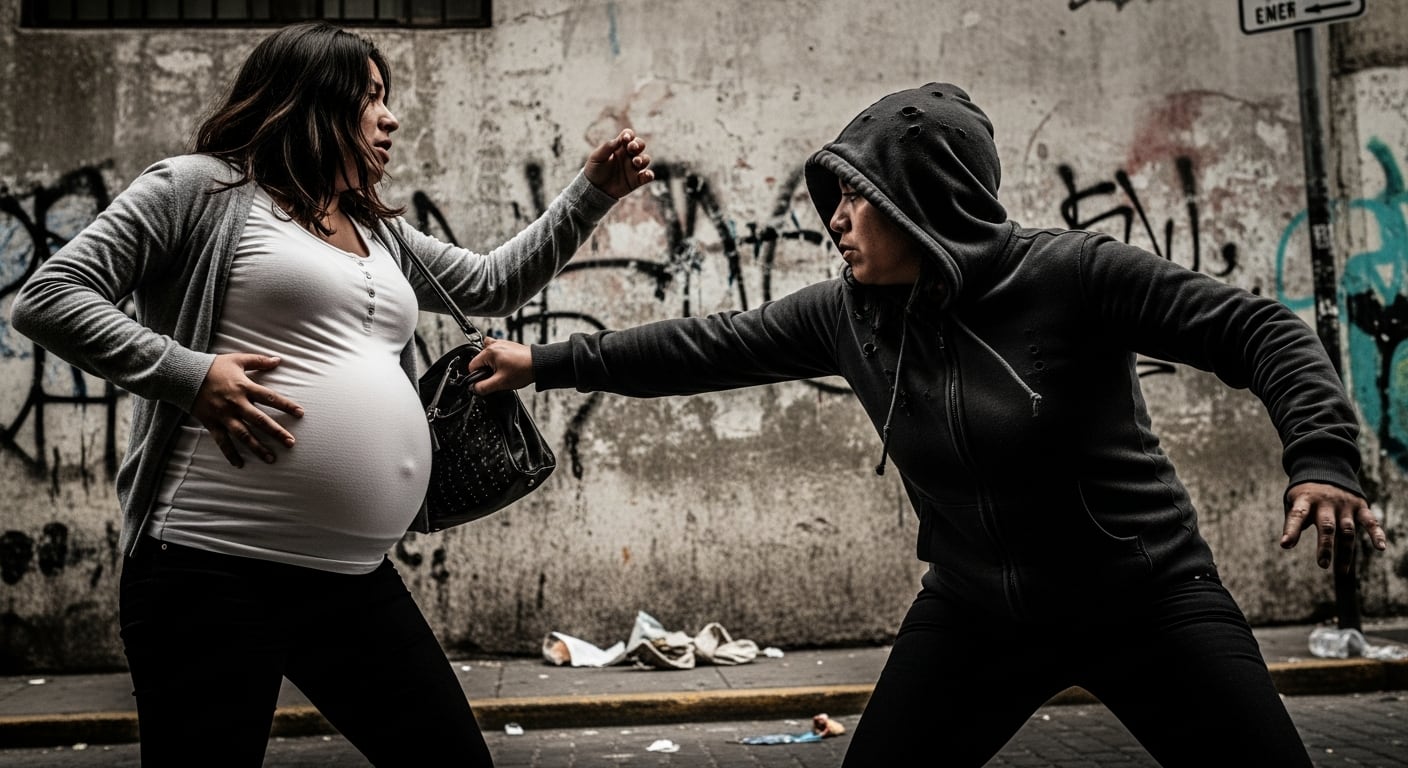 Una mujer embarazada enfrenta a una asaltante que intenta arrebatarle el bolso en Venustiano Carranza. (Imagen Ilustrativa Infobae)