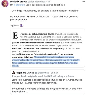 Piedad Córdoba le pide a