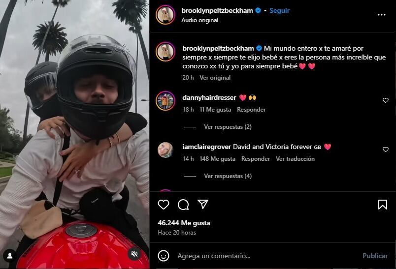 Brooklyn Beckham dedicó un amoroso mensaje a su esposa Nicola Peltz en Instagram.(Instagram/Brooklyn Beckham)