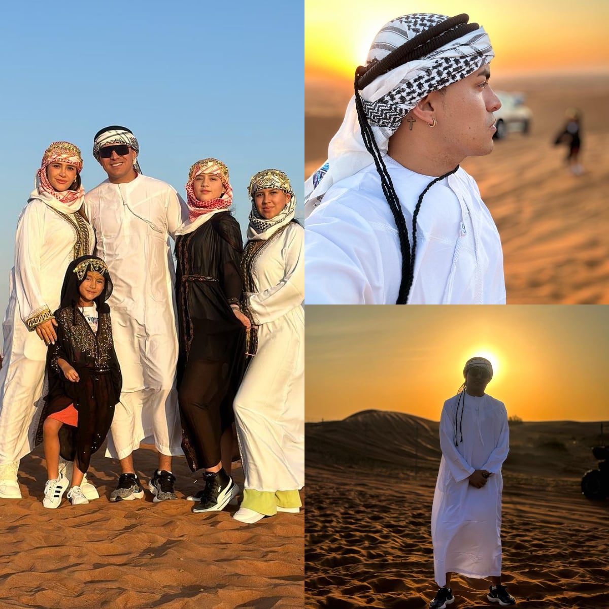 Yeison Jiménez visitó Emiratos Árabes Unidos en compañía de su esposa e hijas - crédito @yeison_jimenez/Instagram