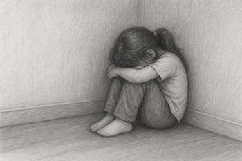 niña llora ilustración