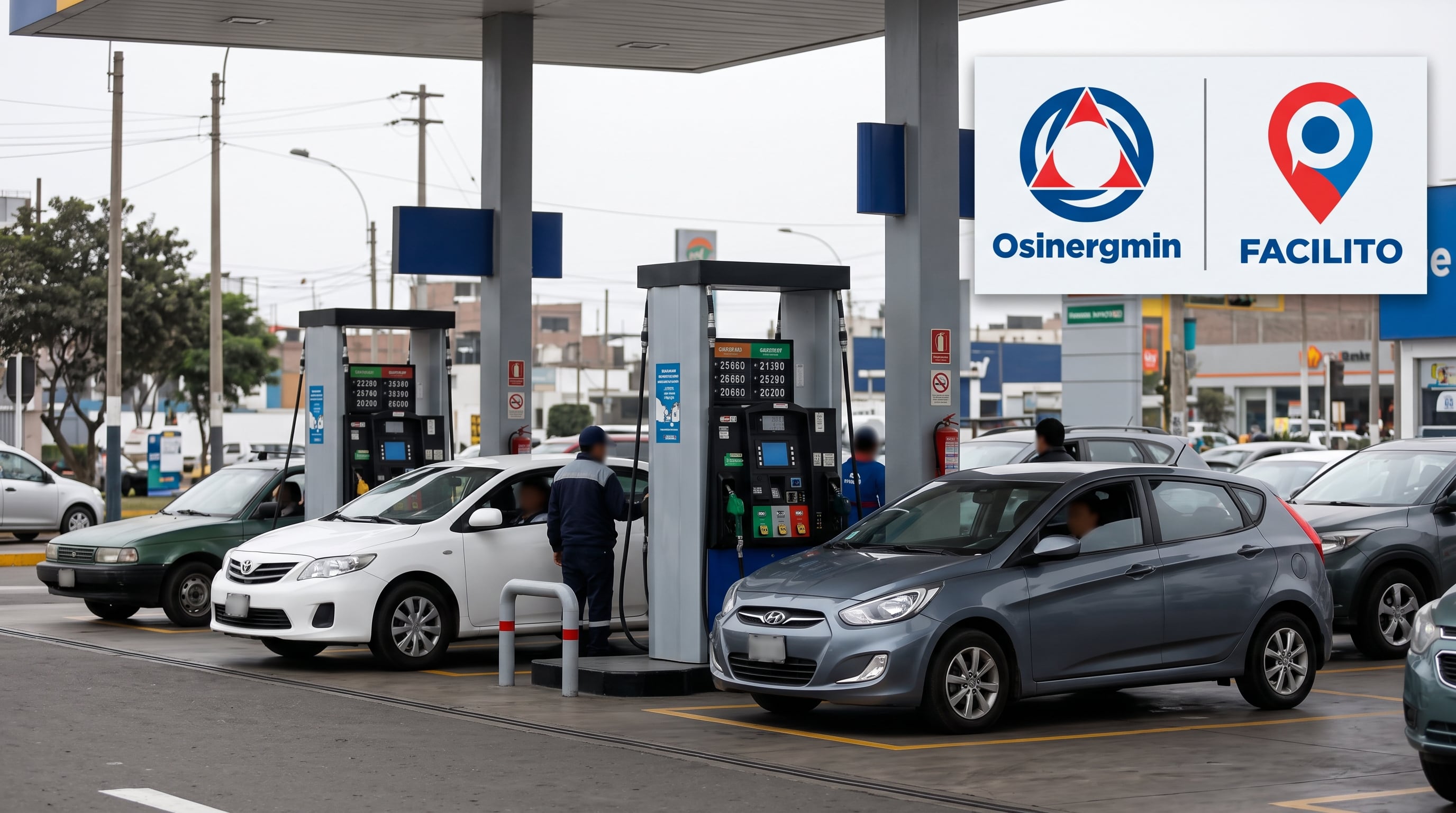 Una estación de servicio en Lima exhibe precios de combustibles junto a los distintivos institucionales de Osinergmin y Facilito. (Imagen Ilustrativa Infobae)