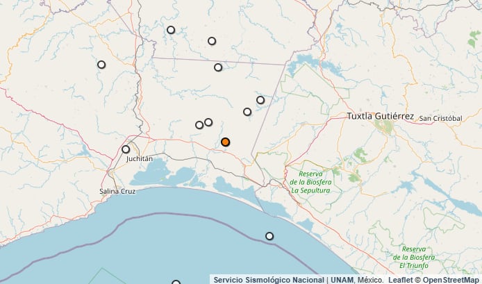 Temblor reportado en Chiapas. (SSN)