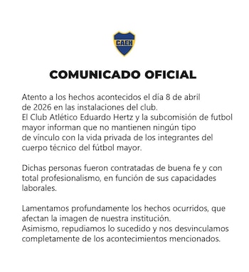Documento oficial con texto en español del Club Atlético Eduardo Hertz sobre fondo blanco, incluyendo el escudo azul y amarillo del club en la parte superior
