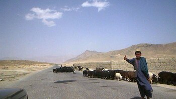 Un joven afgano junto al