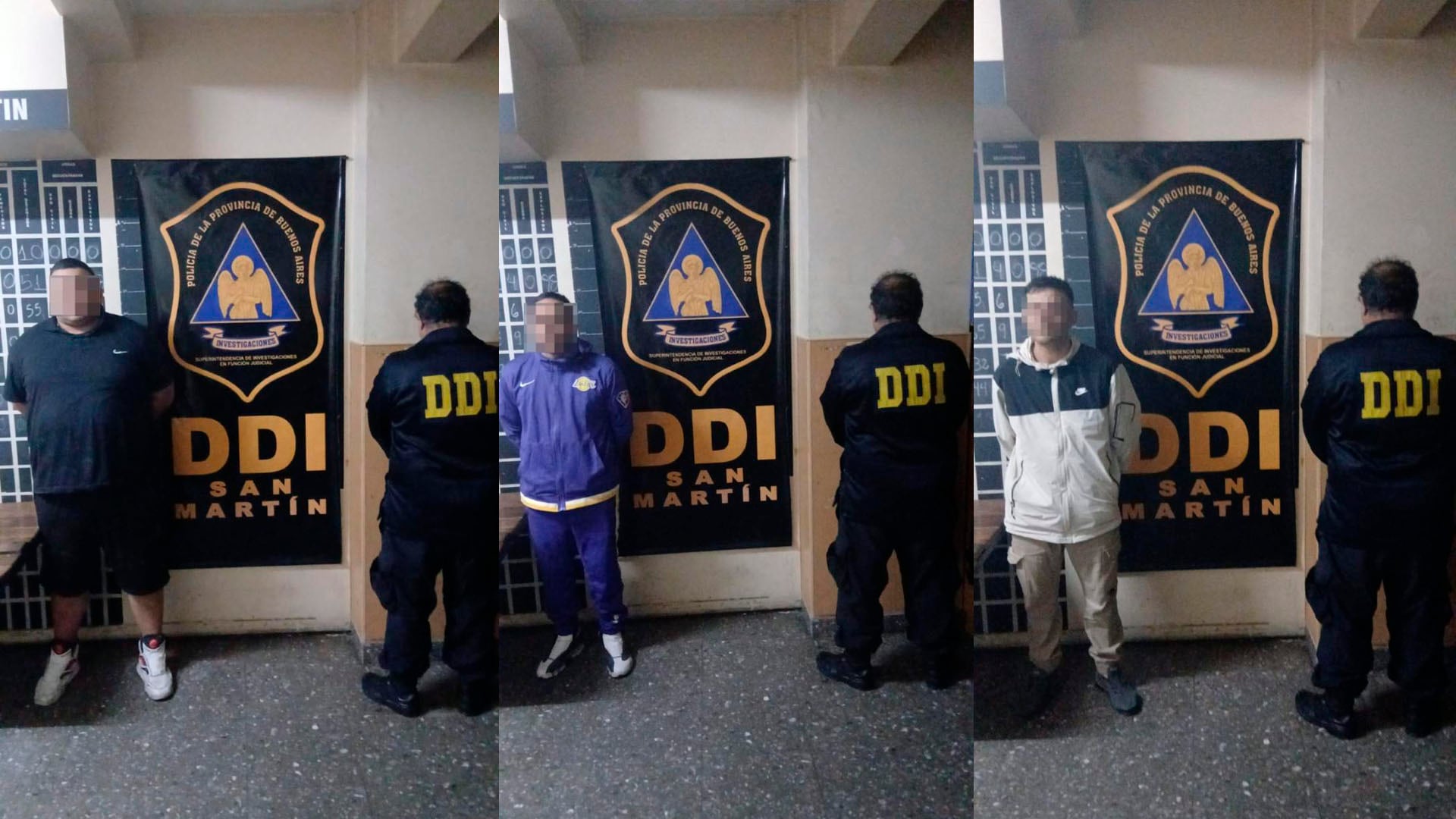 Los tres detenidos: Alejandro Ezequiel Velaztiqui y los hermanos Adrián Armando y Diego Hernán Acosta