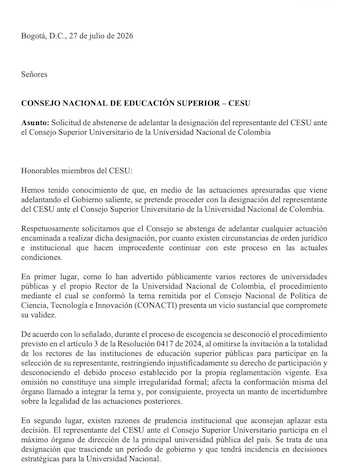 La ministra de Educación designada por Abelardo de la Espriella radicó la solicitud el 27 de julio para garantizar legitimidad y transparencia en la Universidad Nacional de Colombia - crédito Prensa Viviane Morales