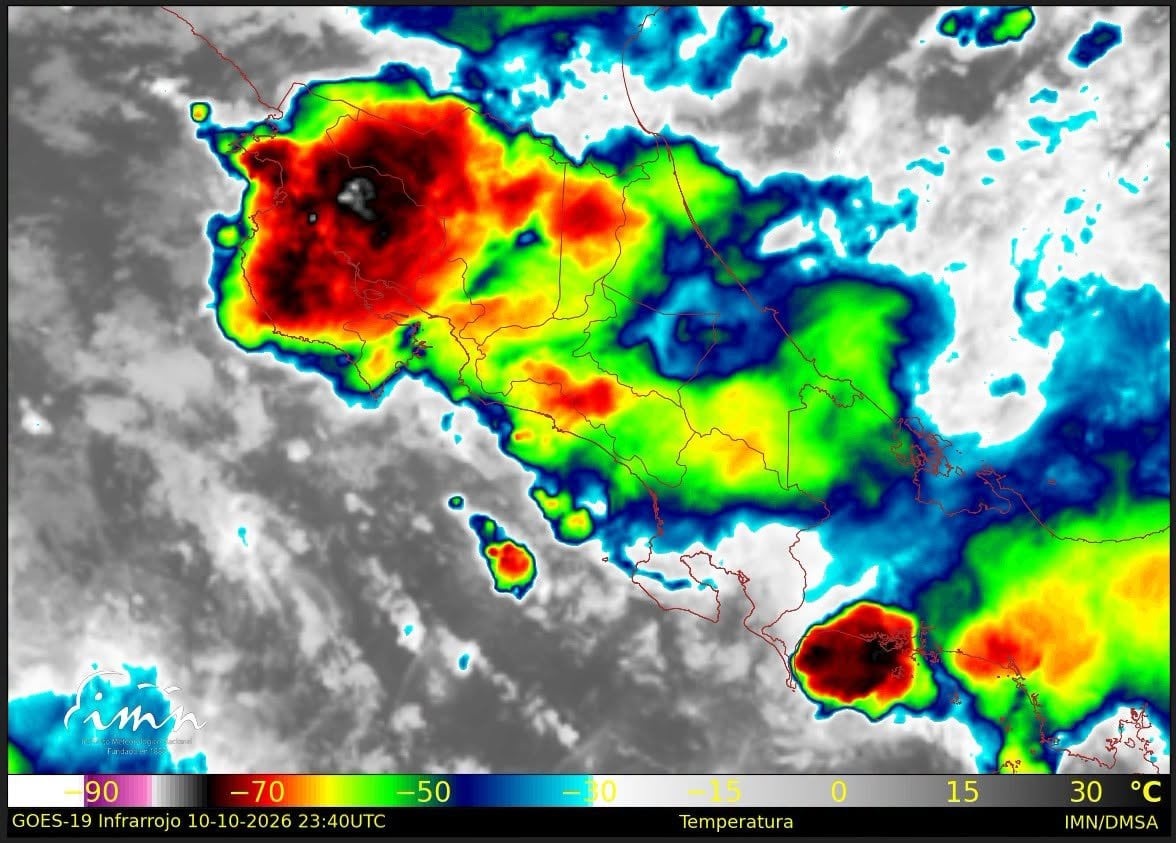 Costa Rica registró lluvias intensas y tormentas eléctricas el sábado 10 de octubre. (Cortesía: Instituto Meteorológico Nacional)
