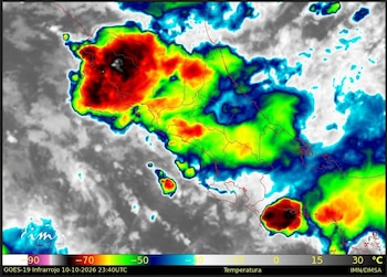 Costa Rica registró lluvias intensas y tormentas eléctricas el sábado 10 de octubre. (Cortesía: Instituto Meteorológico Nacional)