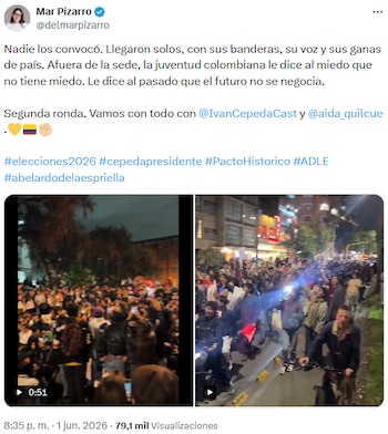 María del Mar Pizarro destacó movilización espontánea de jóvenes en apoyo a Iván Cepeda y Aida Quilcué - crédito @delmarpizarro/X