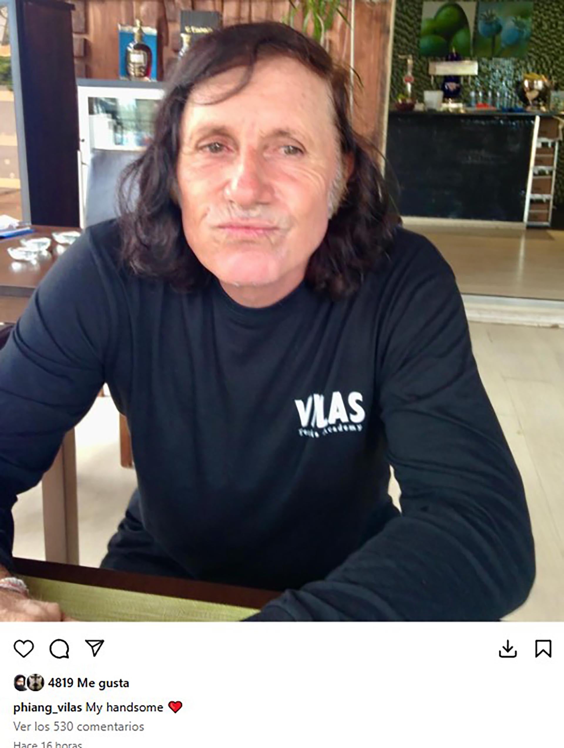 El posteo de Phiangphathu Khumueang, esposa de Guillermo Vilas, en enero de 2025. Es una de las últimas fotos que se conoce del histórico tenista