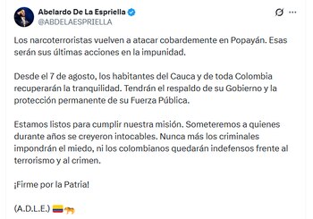 El presidente electo reiteró su compromiso para garantizar la seguridad en la región colombiana - crédito @ABDELAESPRIELLA/X
