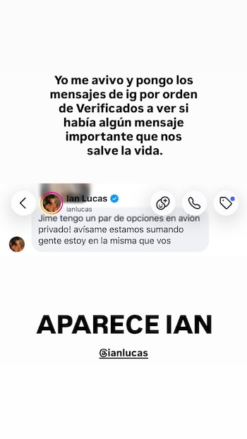 El contacto con Ian Lucas llegó a través de Instagram, donde la cantante revisó sus mensajes en busca de una salida al problema del vuelo cancelado