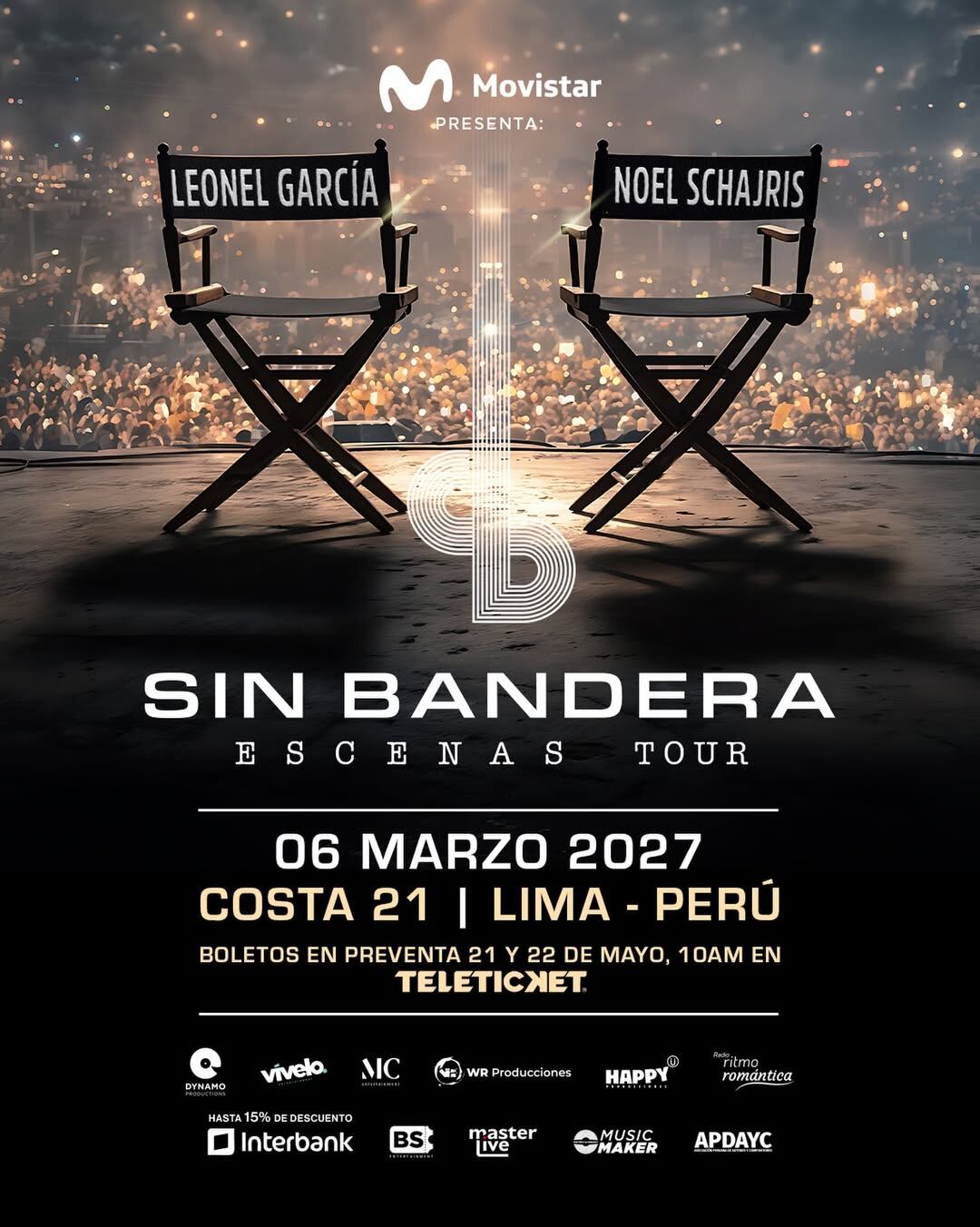 El dúo Sin Bandera, compuesto por Leonel García y Noel Schajris, presenta su concierto