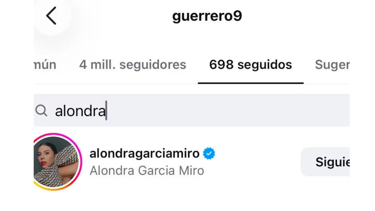 Usuarios de Instagram detectaron que Paolo Guerrero seguía a Alondra García Miró mientras Ana Paula Consorte no figuraba entre sus seguidos.