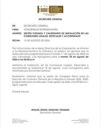 Programación de la actividad legislativa en el Congreso