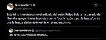 Gustavo Petro - crédito @petrogustavo/X