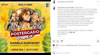 Daniela Darcourt cancela su concierto.
