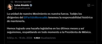 Luisa María Alcalde se pronuncia