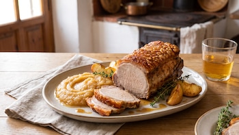 Receta de carré de cerdo con puré de manzanas, rápida y fácil