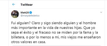 El mensaje de Matías Defederico